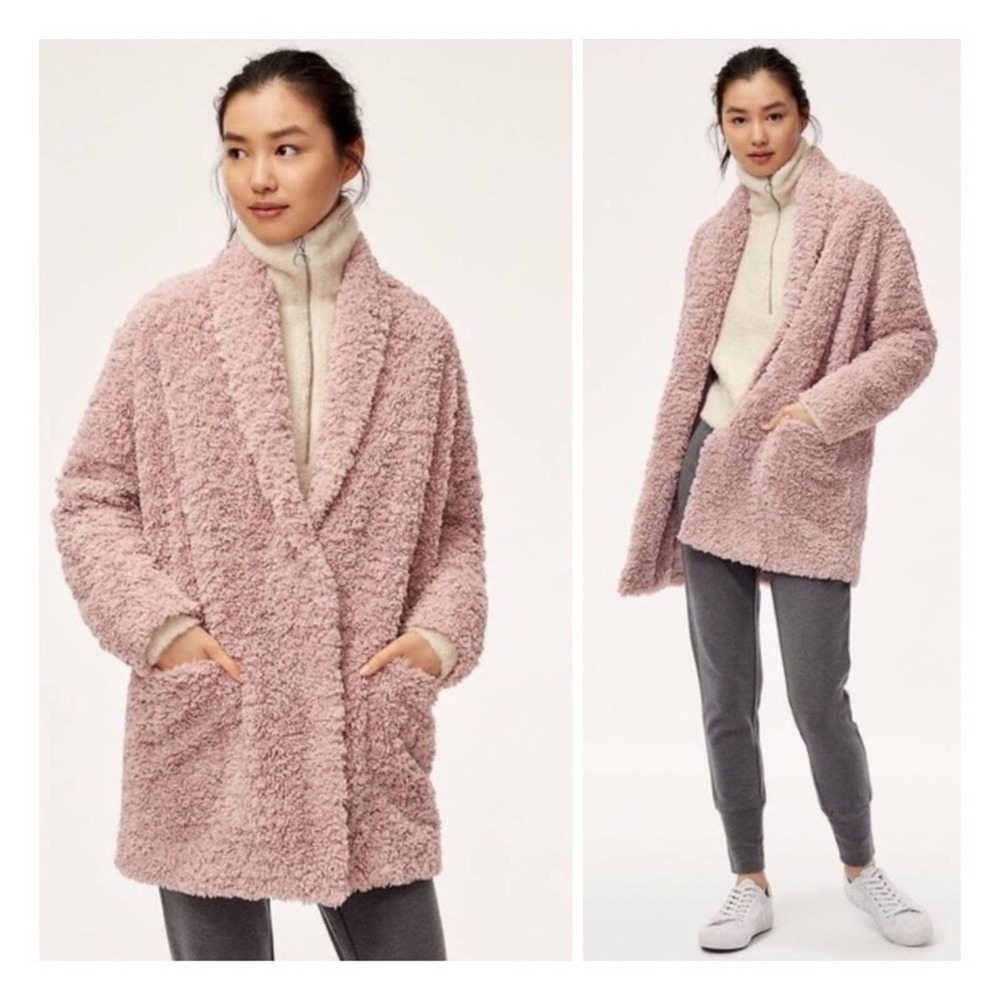 Aritzia Wilfred Oversized Teddy Coat in Pink Size XXS
